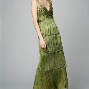 Green Fringe Marchesa Dress